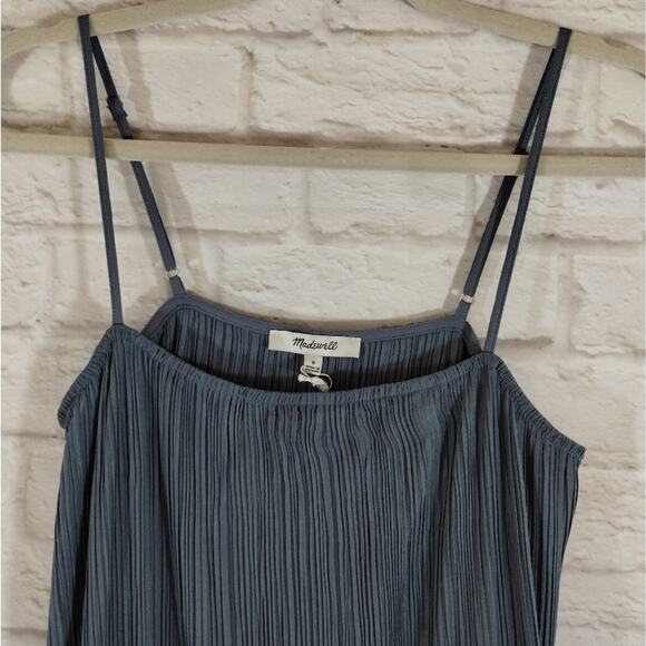 ME Madewell Women's Teapot Blue Goldie Plisse Tank Slip Midi Column Dress NWT 0 - Picture 7 of 11